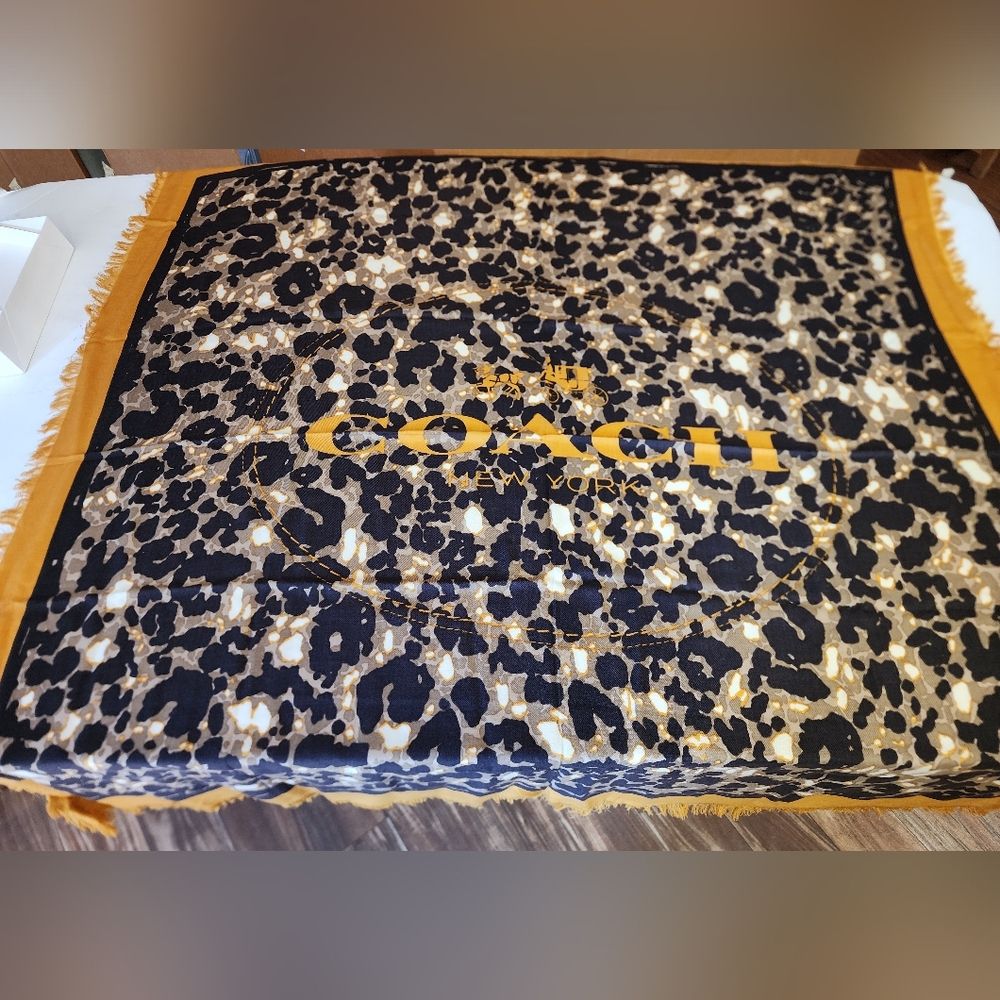 NWT COACH Wool Scarf, Make in China, 50"x50"